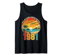 Awesome Since 1981 Vintage Beach Tropical 45th Birthday Camiseta sin Mangas