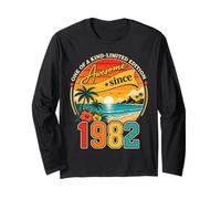 Awesome Since 1982 Vintage Beach Tropical 44th Birthday Manga Larga