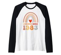 Awesome Since 1983 43rd Birthday Boho Rainbow 43 Years Old Camiseta Manga Raglan