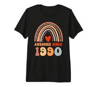 Awesome Since 1990 36th Birthday Boho Rainbow 36 Years Old Camiseta Premium