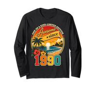 Awesome Since 1990 Vintage Beach Tropical 36th Birthday Manga Larga