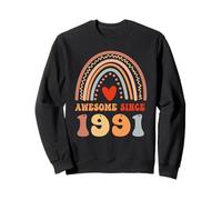 Awesome Since 1991 35th Birthday Boho Rainbow 35 Years Old Sudadera