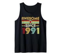 Awesome Since 1991 Classic Year Birth of Birthday Vintage Camiseta sin Mangas