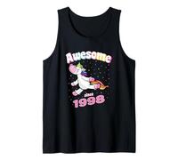 Awesome Since 1998 Divertido unicornio cumpleaños retro Camiseta sin Mangas
