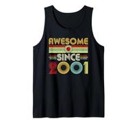 Awesome Since 2001 Classic Year Birth of Birthday Vintage Camiseta sin Mangas