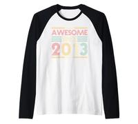 Awesome Since 2013 13th Birthday Retro Vintage 13 Years Old Camiseta Manga Raglan