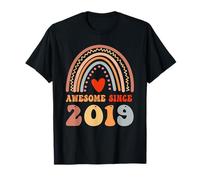 Awesome Since 2019 7th Birthday Boho Rainbow 7 Years Old Camiseta
