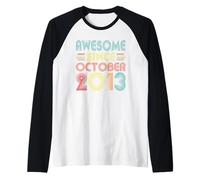 Awesome Since October 2013 13 Year Old Vintage 13th Birthday Camiseta Manga Raglan