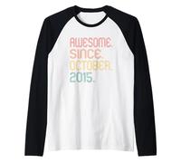 Awesome Since October 2015 Retro 11 Years Old 11th Birthday Camiseta Manga Raglan