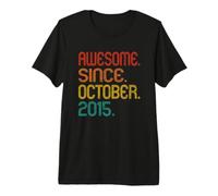 Awesome Since October 2015 Retro 11 Years Old 11th Birthday Camiseta Premium