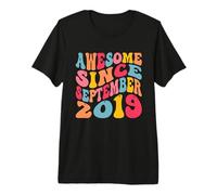 Awesome Since September 2019 7 Years Retro 7th Birthday Camiseta Premium