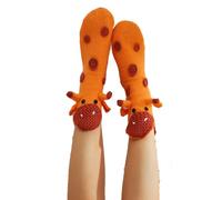 Awevudst Calcetines de punto para mujer y hombre, cálidos en 3D, con diseño de animales, boca ancha, para el hogar, accesorios de ropa, regalos interesantes, Ciervo amarillo --Adulto, Altoa única
