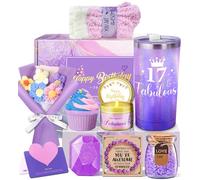 Awfrky Regalos de cumpleaños para mujeres, juego de caja de regalo morada para mamá, hermana, amigas, esposa, novia, hija, regalos únicos para mujeres que lo tienen todo, Purple, 17TH Birthday Gifts