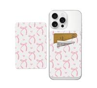 AWHSCP Soporte para tarjetas de teléfono, bonita cartera de cuero para teléfono, cartera adhesiva para tarjetas de crédito de doble bolsillo, compatible con la mayoría de teléfonos celulares, Lindo