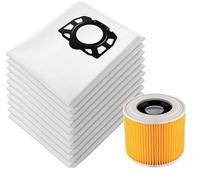 Awinker 12 bolsas para aspiradora + 1 filtro para aspiradoras Kärcher KFI 357, WD 2 Plus, WD 3, KWD 1-3, SE 4001, SE 4002 Piezas de repuesto 2.863-314.0