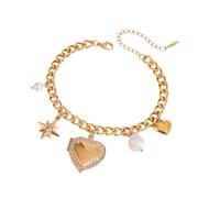 AWJUWHBJ Elegante colgante con marco de corazón, joyería de muñeca para fiestas, bodas, adecuado para mujeres, a juego con varios atuendos, grabado floral en forma de corazón, talla única, como se