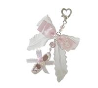 AWJUWHBJ Elegante colgante de perlas de imitación con lazo de mariposa para bolsos, accesorio de moda con tacto cómodo, elegantes perlas colgantes