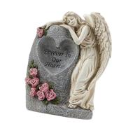 AWJUWHBJ Jarrón de escultura angélica de energía solar, resina resistente a la intemperie, decoración de tumba para cementerio, jardín, resinas al aire libre, jarrón solar con adorno de ángel