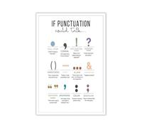 AWKUUUUB Boho English Grammar Posters, If Punctuation Could Talk Wall-Art Set for Classroom Decor, Middle School High School Educational Prints(Unframed,08x12inch(20x30cm))