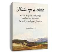 AWKUUUUB Proverbs 22:6 Wall-Art, Train Up a Child in the Way He Should Go, Christian Bible Verse Print, Parenting Gift(Framed,08x12inch(20x30cm))