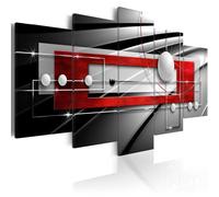 AWLXPHY Decor Abstract Canvas Wall Art Red Black Geometric Painting Framed 5 Pieces for Living Room Decoration Modern Colourful Simple Circle Line HD