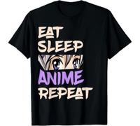 AWMZGMZ00 Eat Sleep Anime Repeat Anime for Men Women Gift Unisex T-Shirt Black XL