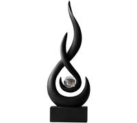AWNR Decoración abstracta de escultura negra: estatua de llama con bola de cristal, figuras artísticas de resina, centro de mesa único, decoración moderna del hogar, sala de estar, soporte de TV, mesa