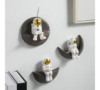 AWNR Juego de 3 decoraciones de pared de astronauta con temática del espacio exterior, esculturas de pared, decoración espacial para decoración moderna del hogar, fondo, decoración de pared 3D para