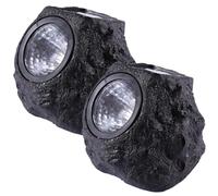 AwnsIMfreien Foco solar, luces solares de roca para exterior, 2 piezas de foco de piedra realista impermeable LED luces de suelo cálidas para camino, pasarela, jardín, 6 x 5 x 5 pulgadas, rocas
