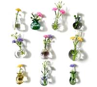 AwnsIMfreien Jarrón Imanes para Nevera, Mini Jarrón Imanes para Nevera, Juego de 10 Mini Jarrones Magnéticos con Flores Artificiales, Lindo Refrigerador para Hogar Oficina Cocina, para