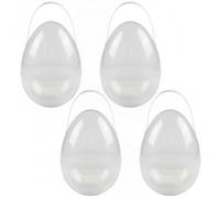 AwnsIMfreien Paquete de 4 Huevos de Pascua Gigantes, Huevos de Pascua Transparentes Grandes de 25 cm con Asas para Manualidades, Recuerdos de Fiesta y Almacenamiento de Juguetes, Transparentes