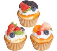 AwnsIMfreien Pastel Artificial de 3 uds, Accesorios de Comida realistas de 3x2 Pulgadas, Pastel de imitación vívido para decoración y fotografía del hogar y panadería, utilería