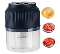 AwnsIMfreien Picadora de ajo, picadora de ajo eléctrica, Mini de Alimentos portátil con Hoja de 4 Hojas con Recipiente y Tapa para Jengibre, Chile, Verduras