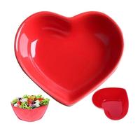 AwnsIMfreien Tazón de corazón, tazón en forma de corazón, 9x7.5 rojo caramelo para ensalada, sopa, merienda, postre, lindos tazones para comidas románticas o decoración del hogar, dulces