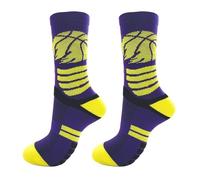 AWOCAN Calcetines deportivos de baloncesto tejidos a media pantorrilla, calcetines deportivos acolchados para hombres y mujeres, Púrpura, Large/X-Large