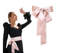 AWOCAN Cinturón de vestir para mujer, boda, dama de honor, cinturón de satén para boda, fiesta, banda larga, cinturones de cintura de novia de doble cara, rosa, talla única