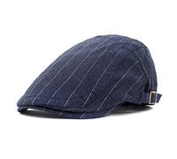 AWOCAN Hombres Newsboy Cap Algodón Flat Cap Boina Verano Ivy Gatsby Driving Hat Ajustable Transpirable Gorra, Style1-azul marino