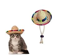 AWOCAN Sombrero de Paja para Mascotas, Divertido Sombrero Mexicano, decoración de Fiesta para cumpleaños para Mascotas pequeñas, Cachorros, Gatos