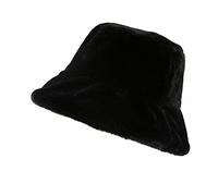 AWOCAN Sombrero de piel sintética para invierno, suave, cálido, otoño, invierno, color puro, moda esponjosa, para mujeres y niñas, Negro, Talla única