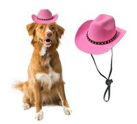 AWOCAN Sombrero de vaquero para perro, gato, sombrero de vaquero para mascotas, mini sombrero de vaquero para perros, gatos, vacaciones, Halloween, decoración de fiesta de mascotas (rosa, L)