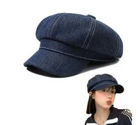AWOCAN Sombreros de Newsboy para mujer, 8 paneles, gorra vaquera vintage, visera para hombres, boina, panadero, gorra de cabbie, azul oscuro, L/XL