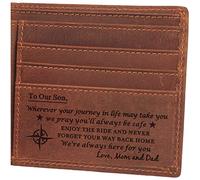 awofer Cartera de cuero para hombre, el regalo perfecto para hombre, regalo del día del padre, regalos para papá, regalos para hijo, Estilo-5-mom & Dad to Son, 4.5" x 4'', Vintage