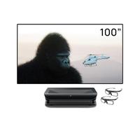 AWOL VISION LTV-3000 Pro Bundle - Pantalla blanca mate de 100 pulgadas y gafas 3D (2 unidades), 4K UHD HDR10+ Dolby Vision & Atmos Ultra Short Throw Triple-Laser, 3000 lúmenes ISO, TV láser de cine en