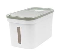 awolsrgiop Contenedor de arroz de 10 kg, hermético, con vaso medidor, ventana transparente y tapa de extracción rápida, caja de plástico PP para cereales y alimentos para mascotas, color verde/blanco
