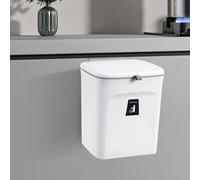 awolsrgiop Cubo de basura colgante de 9 L con tapa, para cocina, bajo mesa, color blanco, montaje en pared, cisterna con rascador, para cocina, baño, apartamento, 23,7 x 13 x 29,5 cm