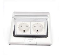 awolsrgiop Enchufe de suelo interior empotrable retráctil de 2 enchufes, enchufe de suelo con tapa abatible y protección IP40, 4000 W, acero inoxidable, casquillo de suelo para interiores, negro/plata