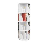 awolsrgiop Estantería giratoria de 4 niveles, rotación de 360°, estantería de almacenamiento para niños y adultos, carrusel redondo, organizador de esquina, color blanco