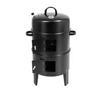 awolsrgiop Horno 3 en 1 para ahumar, parrilla de carbón vegetal de 84 cm con termómetro, barril de ahumar con rejillas de ventilación ajustables, para jardín, camping, barbacoa, color negro
