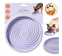 Awoo Lick Dish - Alfombrilla de silicona para lamer perros y gatos + alimentador lento con ventosas, plato antideslizante y apto para lavavajillas, extiende la hora de comer rápido y reduce la