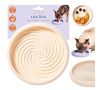 Awoo Lick Dish - Alfombrilla de silicona para lamer perros y gatos + alimentador lento con ventosas, plato antideslizante y apto para lavavajillas, extiende la hora de comer rápido y reduce la